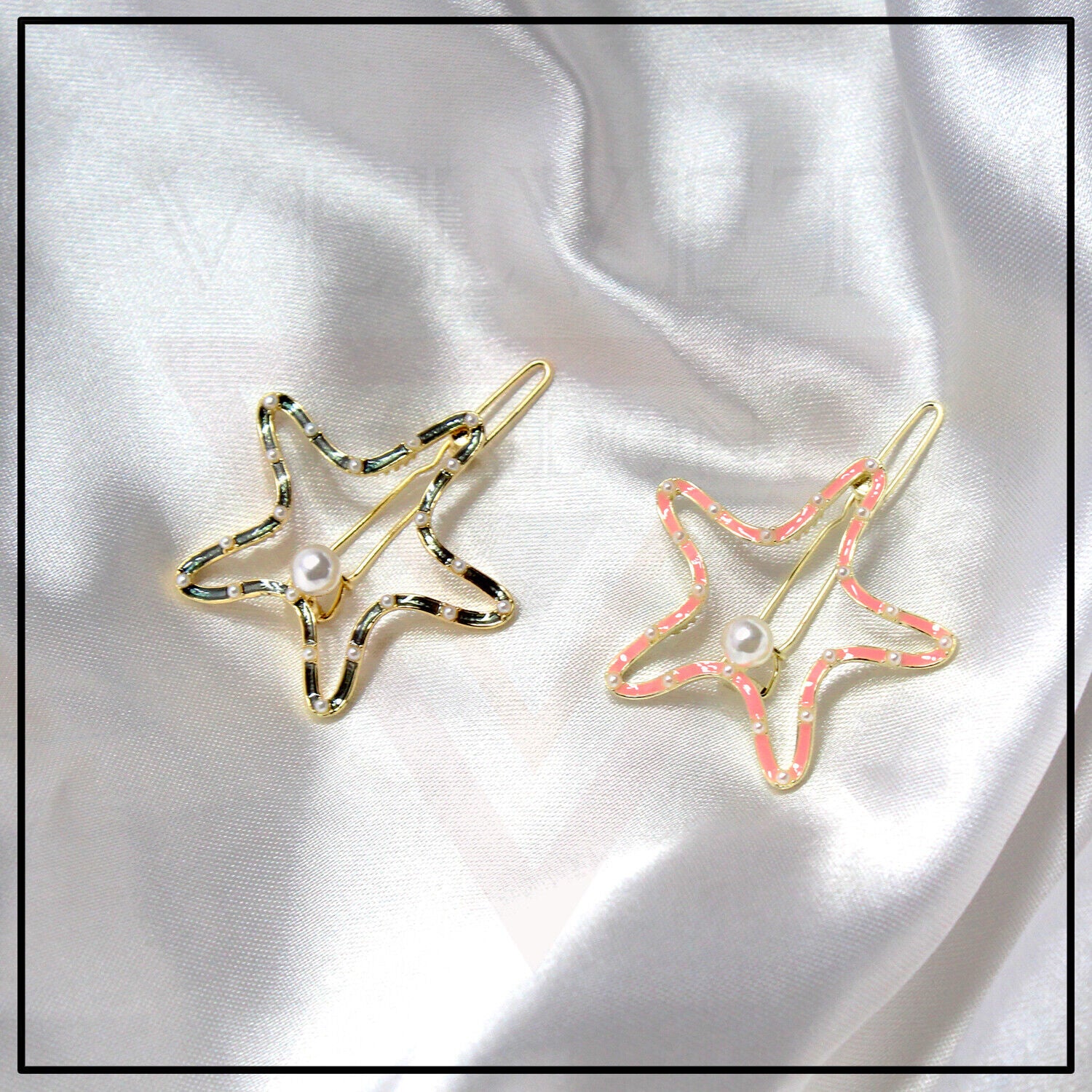 Hair Clips Star Shape Pearl Korean Snap Clips Slider Grips Pins Hair Accessories