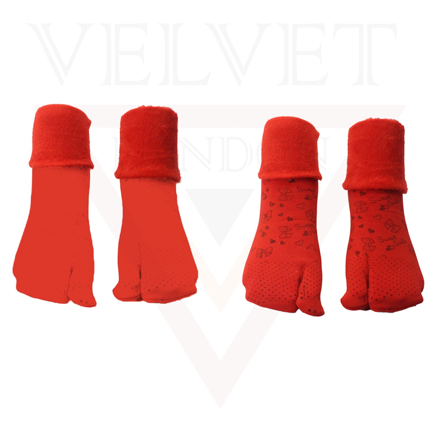 Velvet Socks Winter Warm Cosy Stylist Latest Thumb Thermal Soft Red Printed Sock