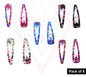 10x Flower Print Clip Metal Snap Clips Non Slip Grips Bobby Pins Hair Slide 