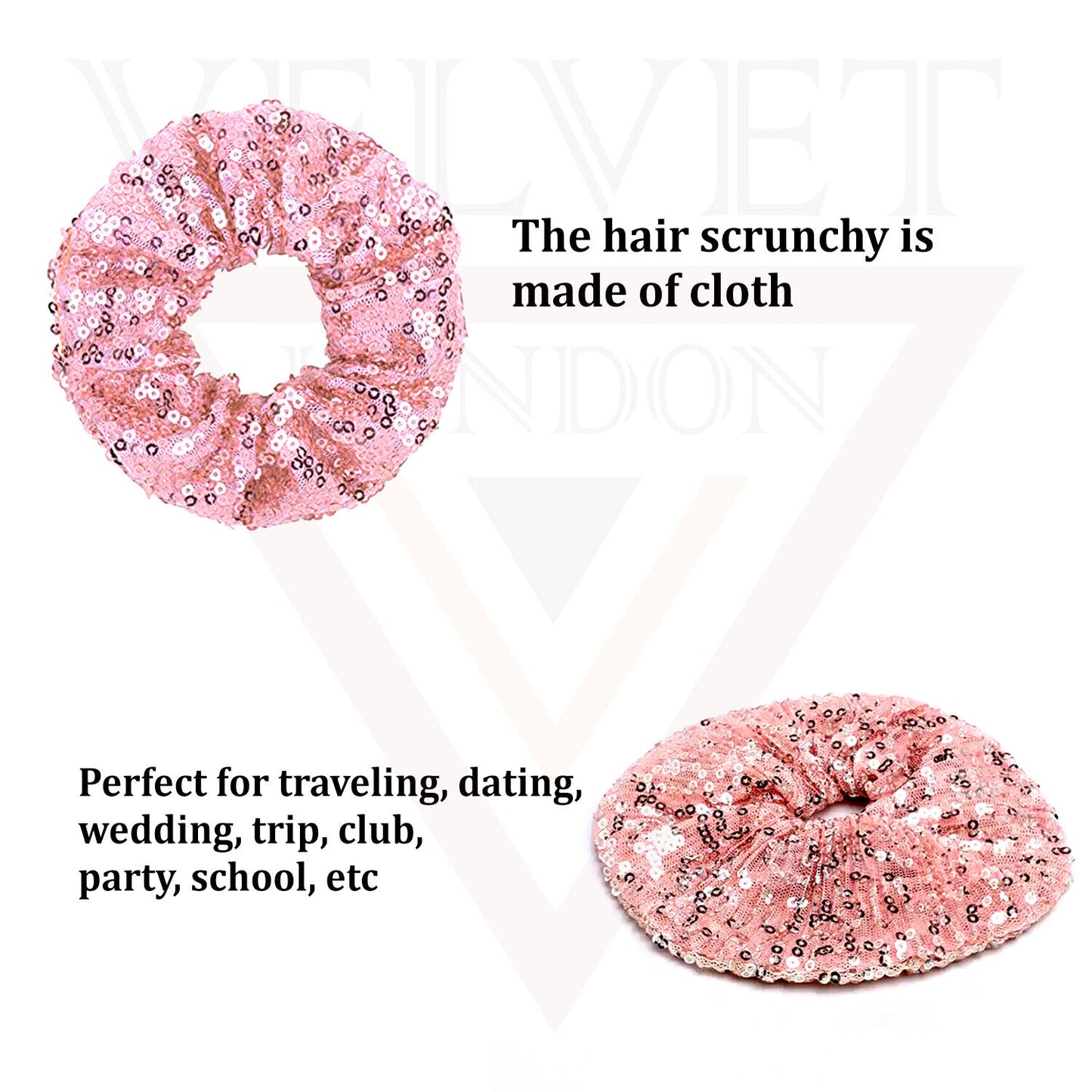 Sequin Hair Band Glitter Ponytail Holder Scrunchies Elastic Solid Party Hair Tie