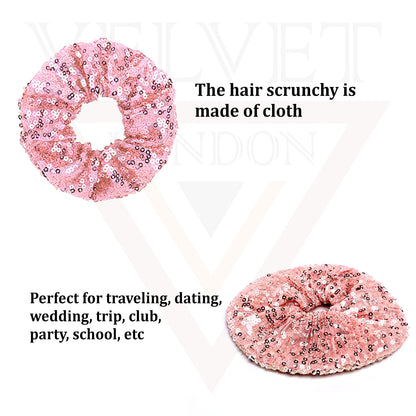 Sequin Hair Band Glitter Ponytail Holder Scrunchies Elastic Solid Party Hair Tie