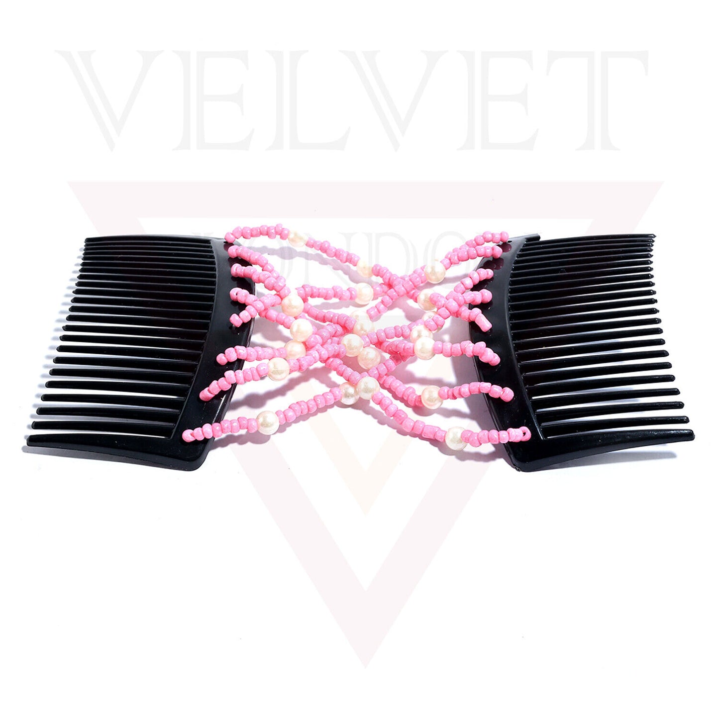 Hair Double Clips Beads Pearl Hair Comb Slides Magic Hair Combs Stretchy Clip UK