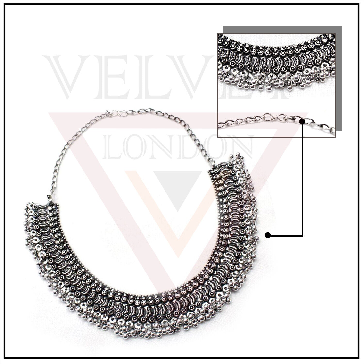 Tribal Antique German Silver Oxidized Traditional Necklace Boho Choker Ethnic UK