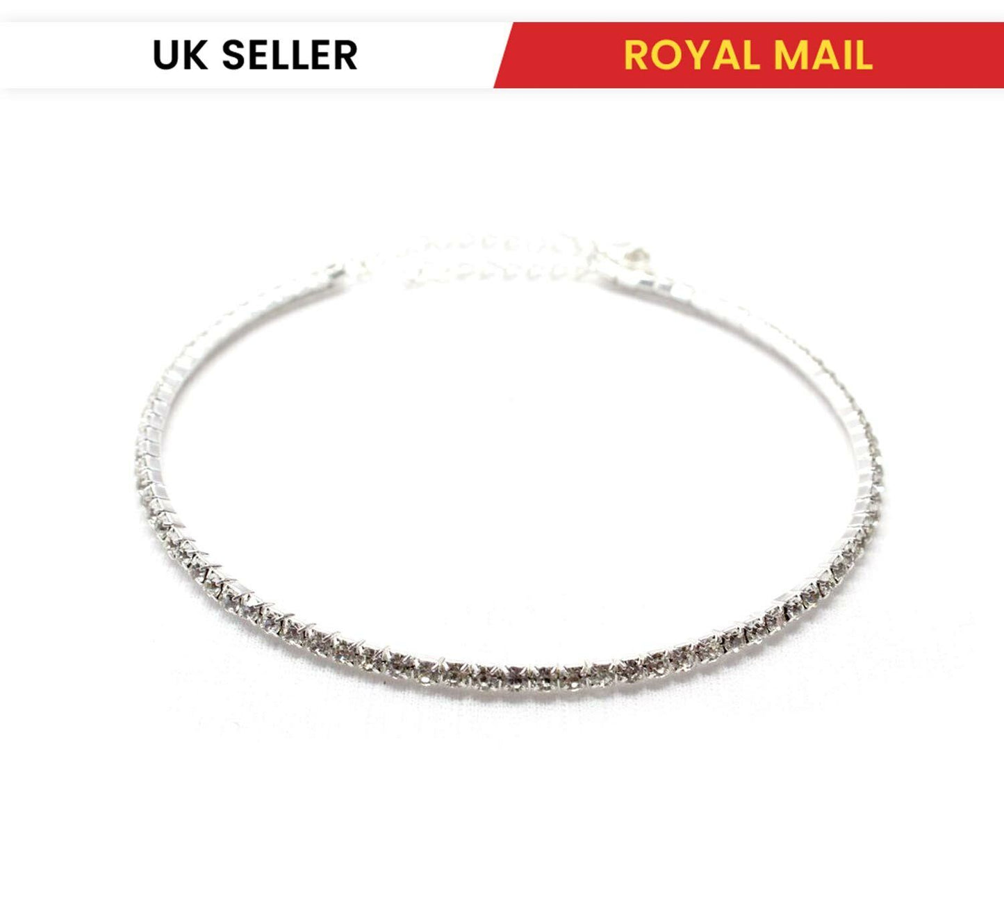 Girls Crystal Necklace Women 1Rows Choker Silver/Gold Partywear/Wedding UK