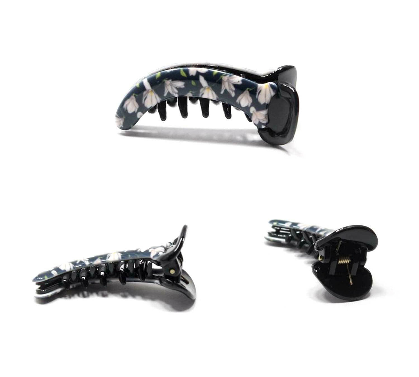 Non-slip Floral Mirchi Clips Flower Print Banana Clip Fishtail Ponytail Holder 