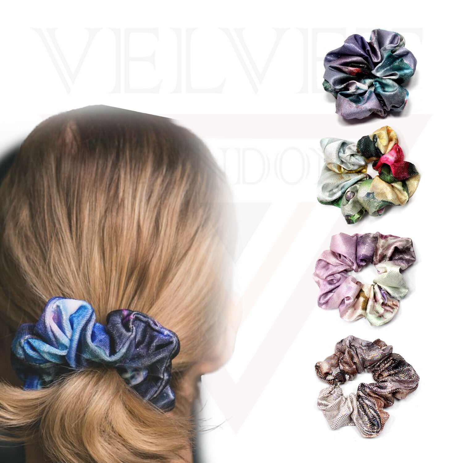 Girls Hair Scrunchies Elastic Ponytail Holder Hair Bobble Bands Shinny Headwear