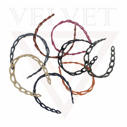 Hair Band Oval Chain Link Headband Grip Teeth Plastic Dark Colour Hair Hoop
