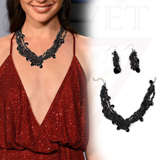 Jewellery Set for Girls Trendy Black Thread Necklace Earring Set Unique Handmade