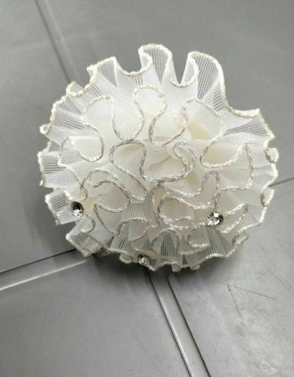 White Flower Hair Band Stretchy Rubber Dimond Elastic Hair Ties Scrunchies