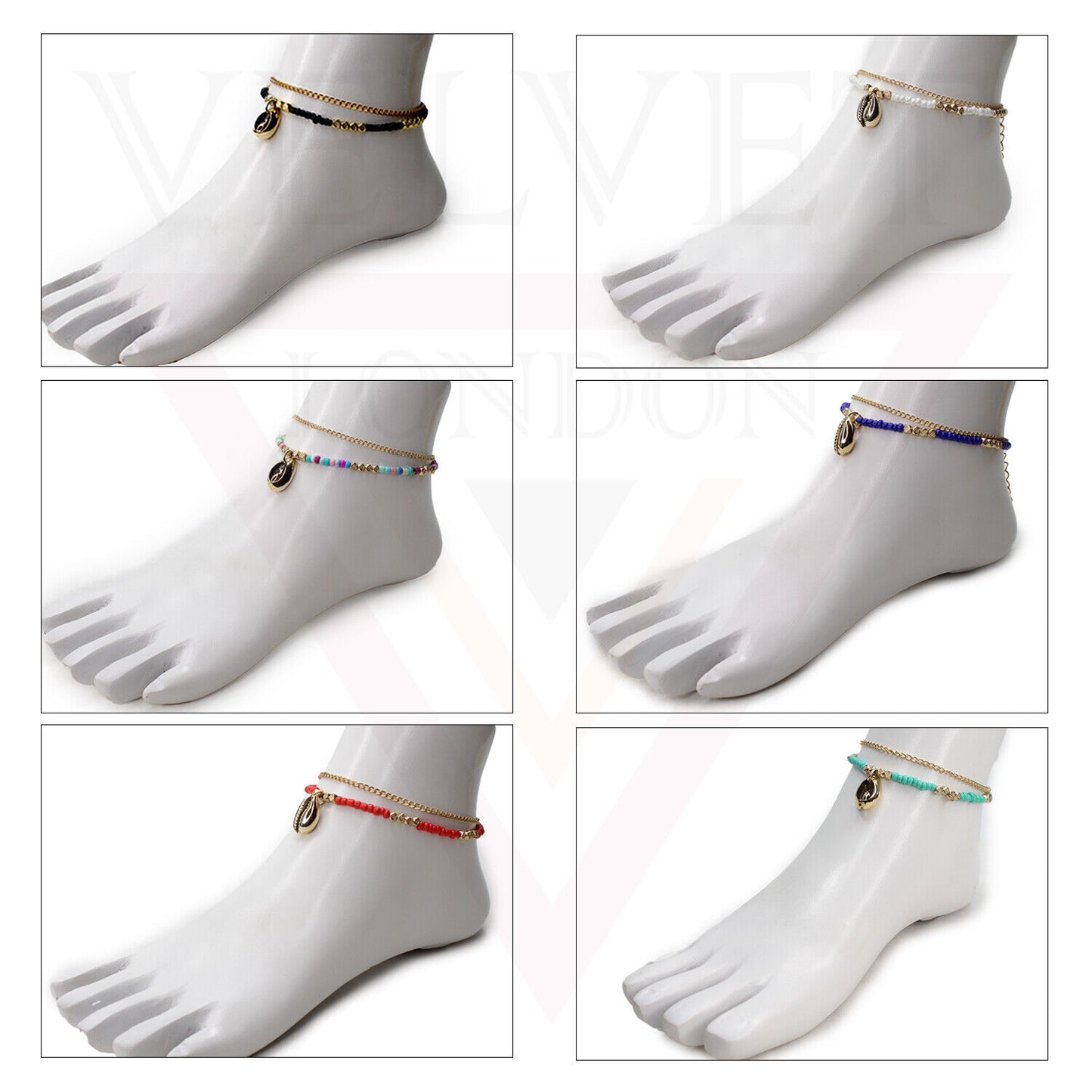 Cord Anklet Ankle Bracelet Crystal Bead Beach Adjustable Golden Foot Jewellery