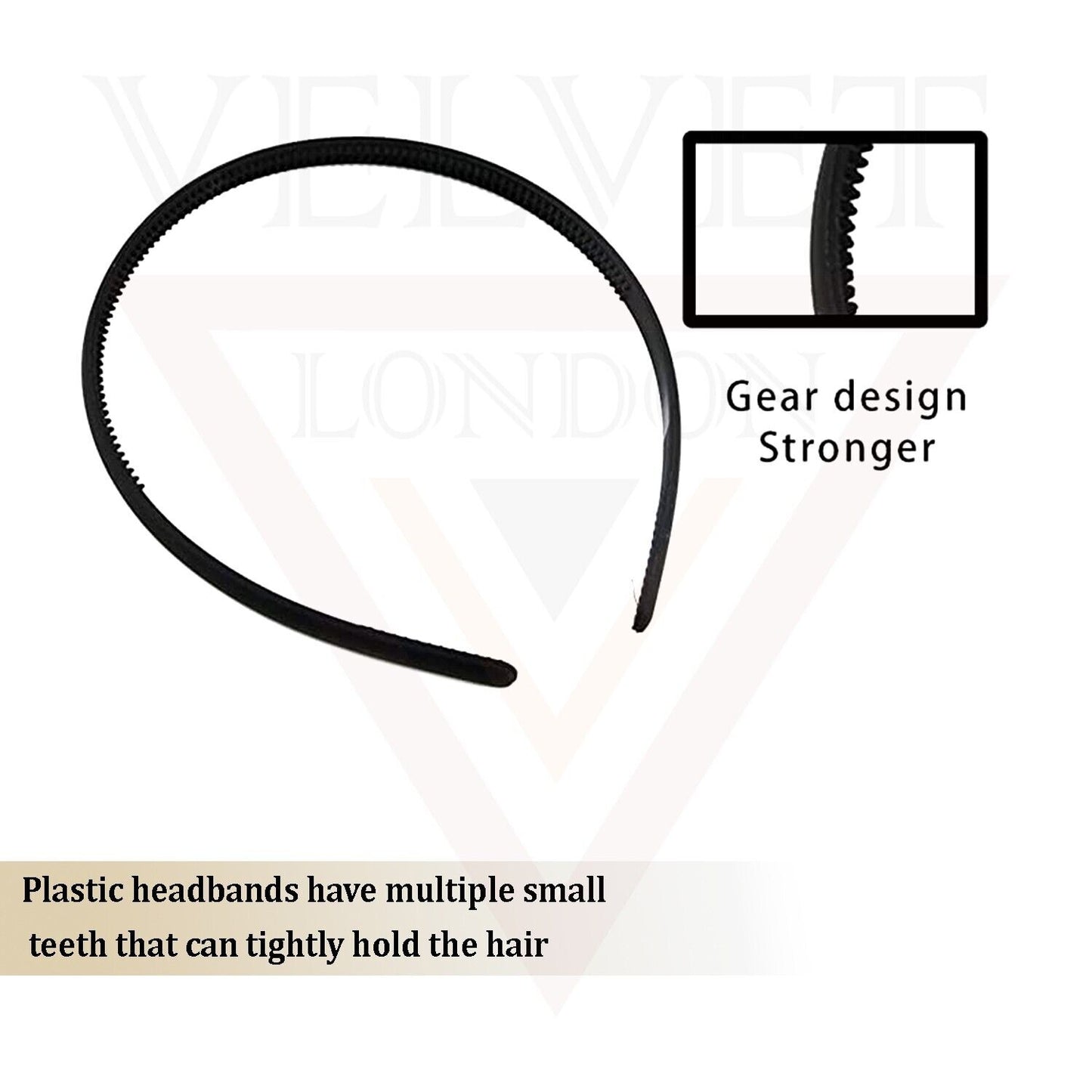 Hair Bands Plastic Headband 5PCS Plain Black Thin Gripper Teeth Hair Hoop Unisex
