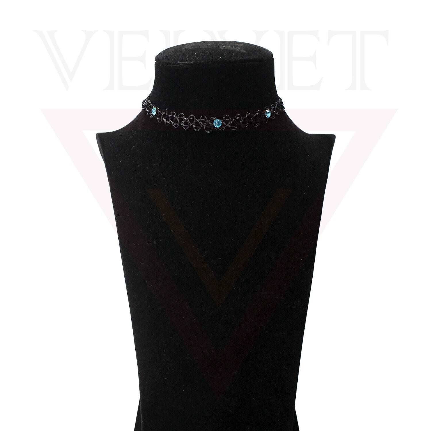 Retro Style Tattoo Necklace Diamond Black Stretch Elastic Choker Classic Stretch