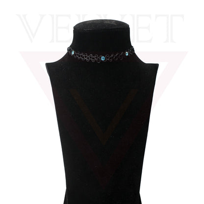 Retro Style Tattoo Necklace Diamond Black Stretch Elastic Choker Classic Stretch