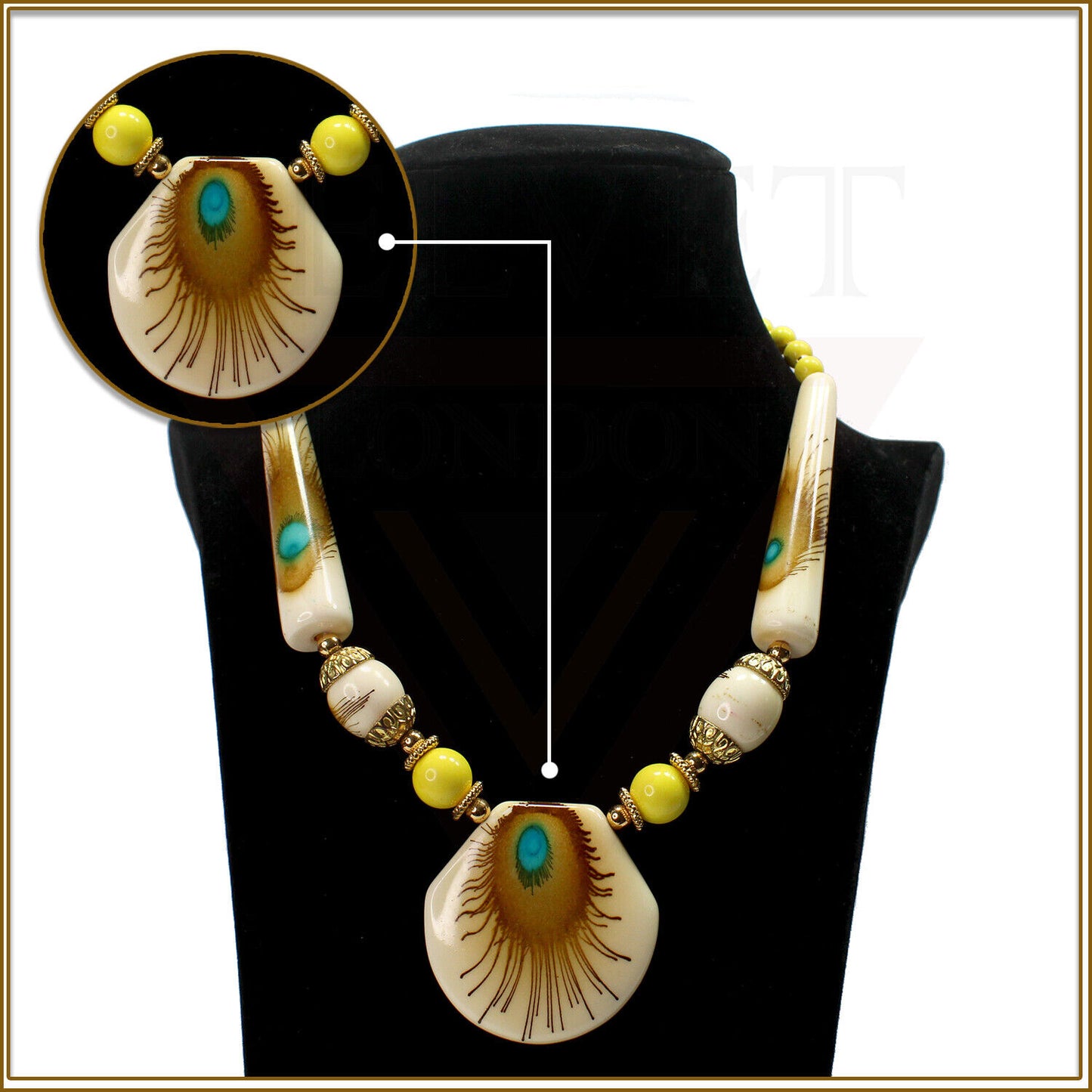 Tribal Colourful Beaded Traditional Necklace Pendant With Earrings Boho Ethnic