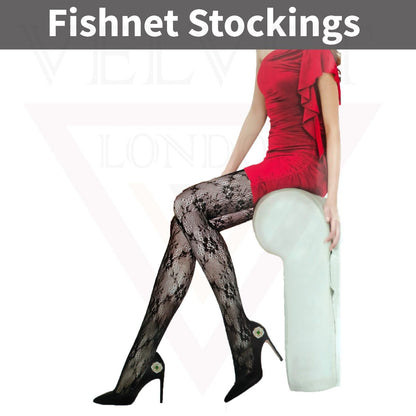 Sexy  Sheer Fishnet Tights High Waist Mesh Pantyhose Patterned Stocking Black