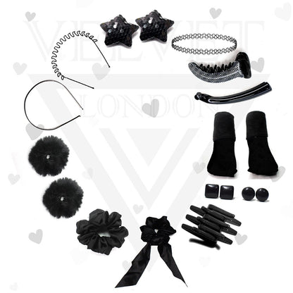 Headbands Earrings Sock Clips Valentine's Day Gift Girls Black Hair Accessories