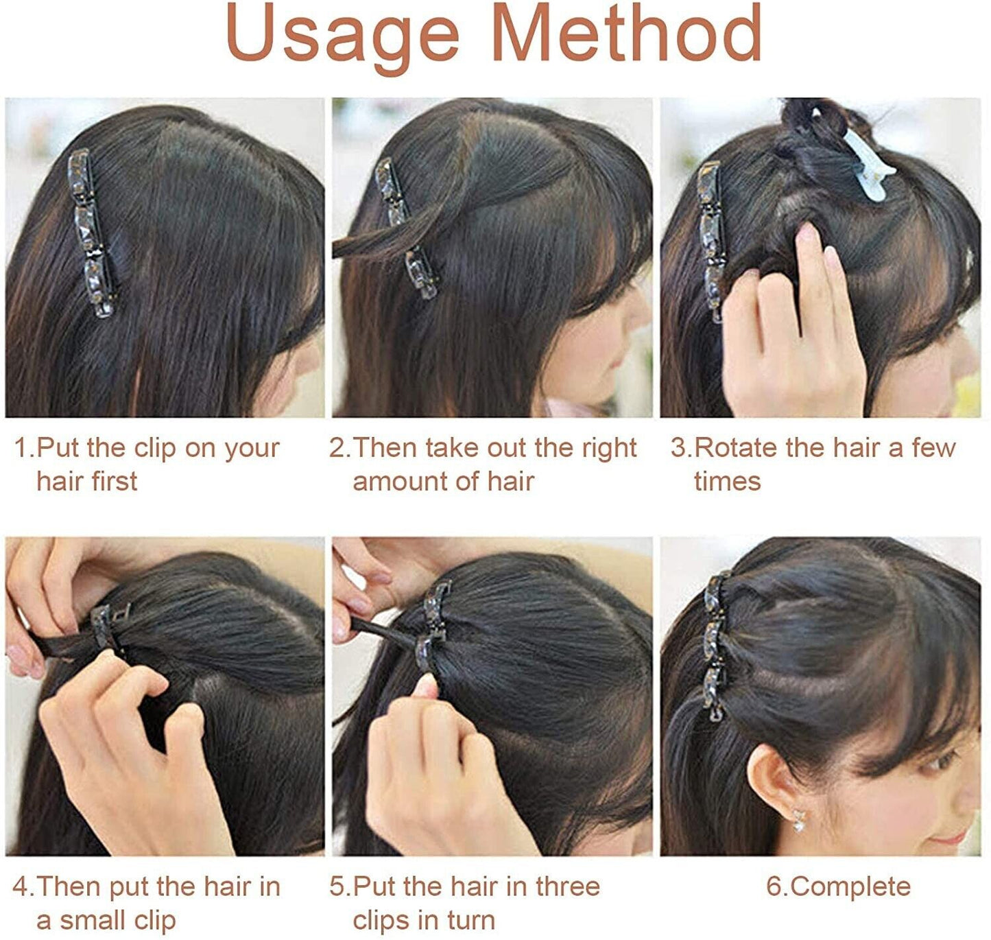 4Pcs Double Bangs Hairstyle Hair Twist Clip Black Hairpin Hairstyles Accessories