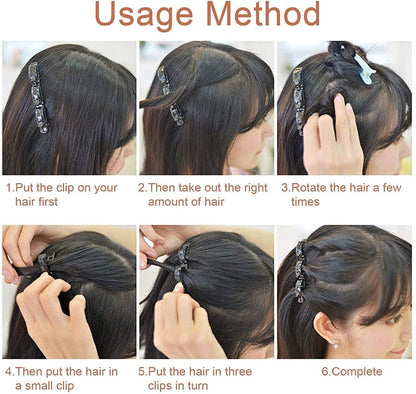 4Pcs Double Bangs Hairstyle Hair Twist Clip Black Hairpin Hairstyles Accessories