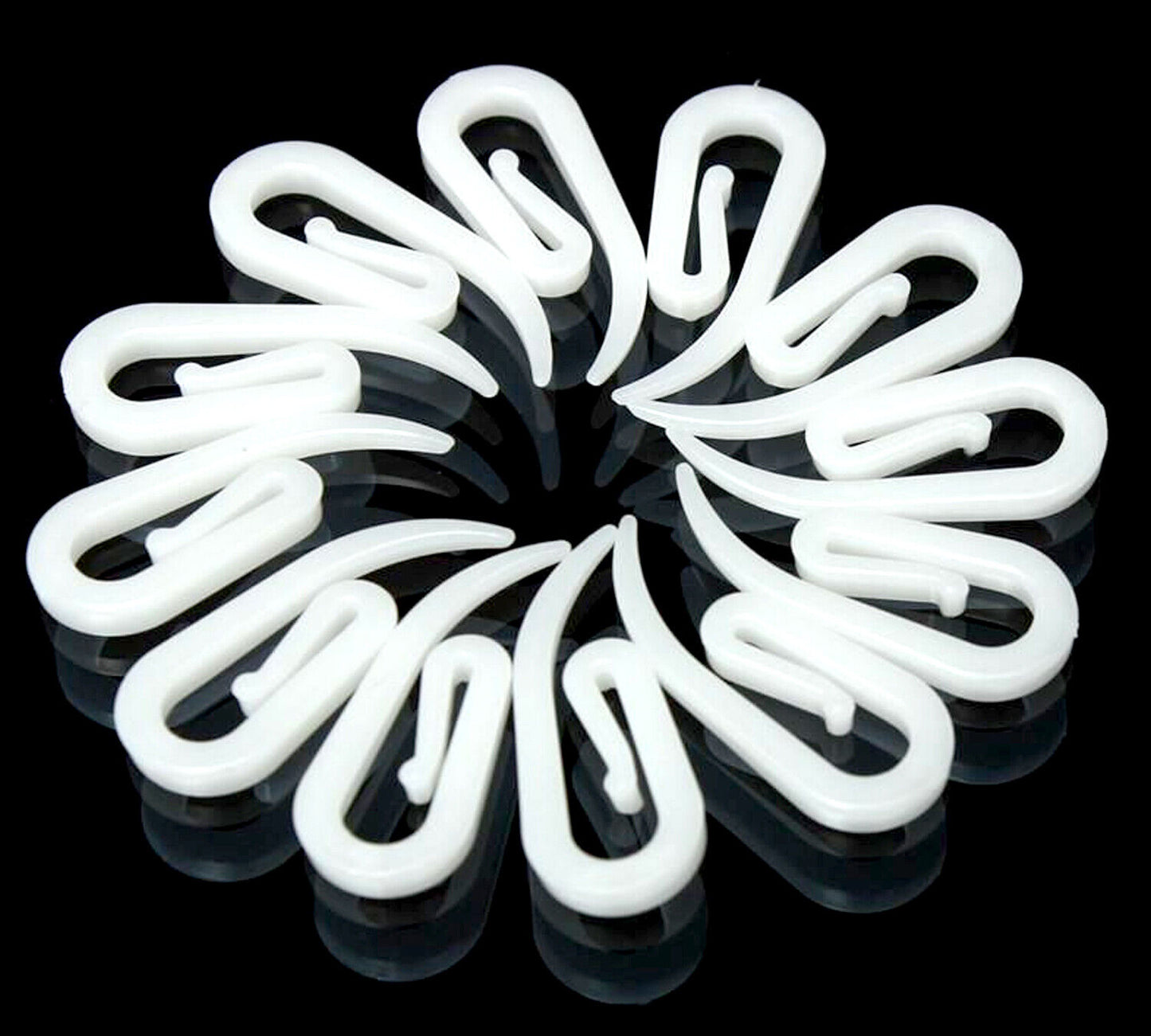 100x White Curtain Hooks For Ring Header Plastic Standard Stock Nylon Hook