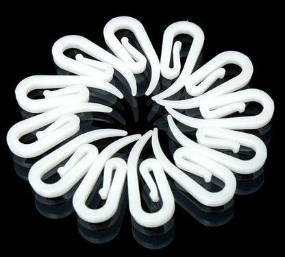 100x White Curtain Hooks For Ring Header Plastic Standard Stock Nylon Hook