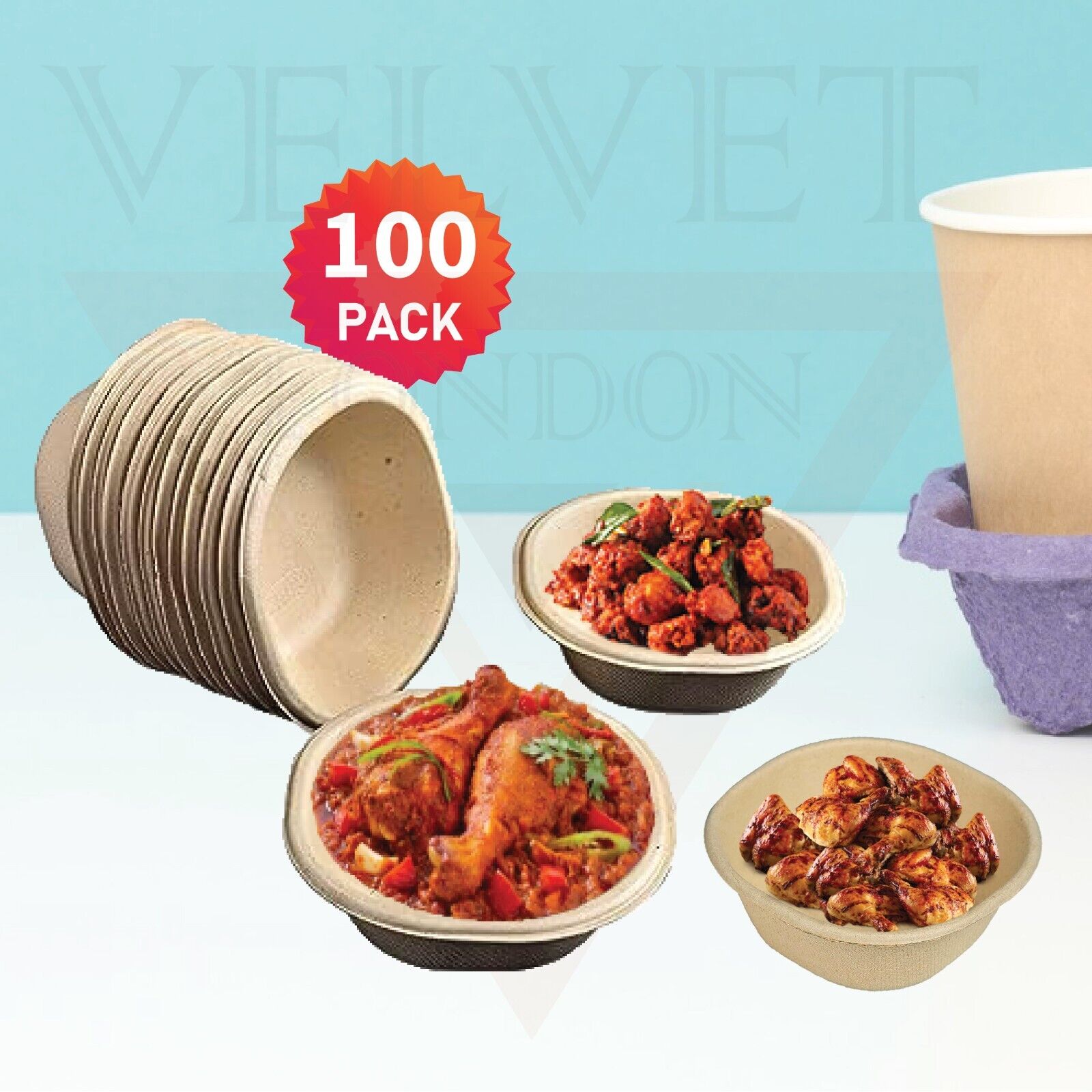 Paper Bowls Biodegradable Sugarcane Bagasse Party Bowls for Salad, Soup, Snacks