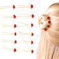 Hair Pins Rose U Pins Flower Pearl Diamond Glitter Hair Clips Brooch For Bridal 