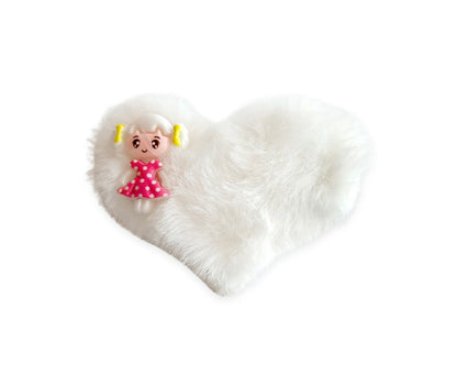 Heart Hair Clips Pom Pom Fur Furry Alligator Snap Barrette Hairpin For Girls
