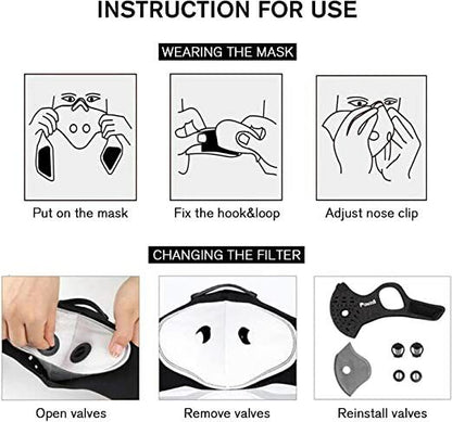 Washable Dustproof Face Mask Anti-pollution Cover Activated Carbon Filters Blue