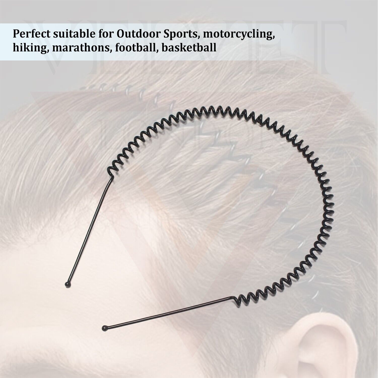 Metal Headbands Black Wavy Hair Band Spring Hair Hoop Black Unisex Men Women