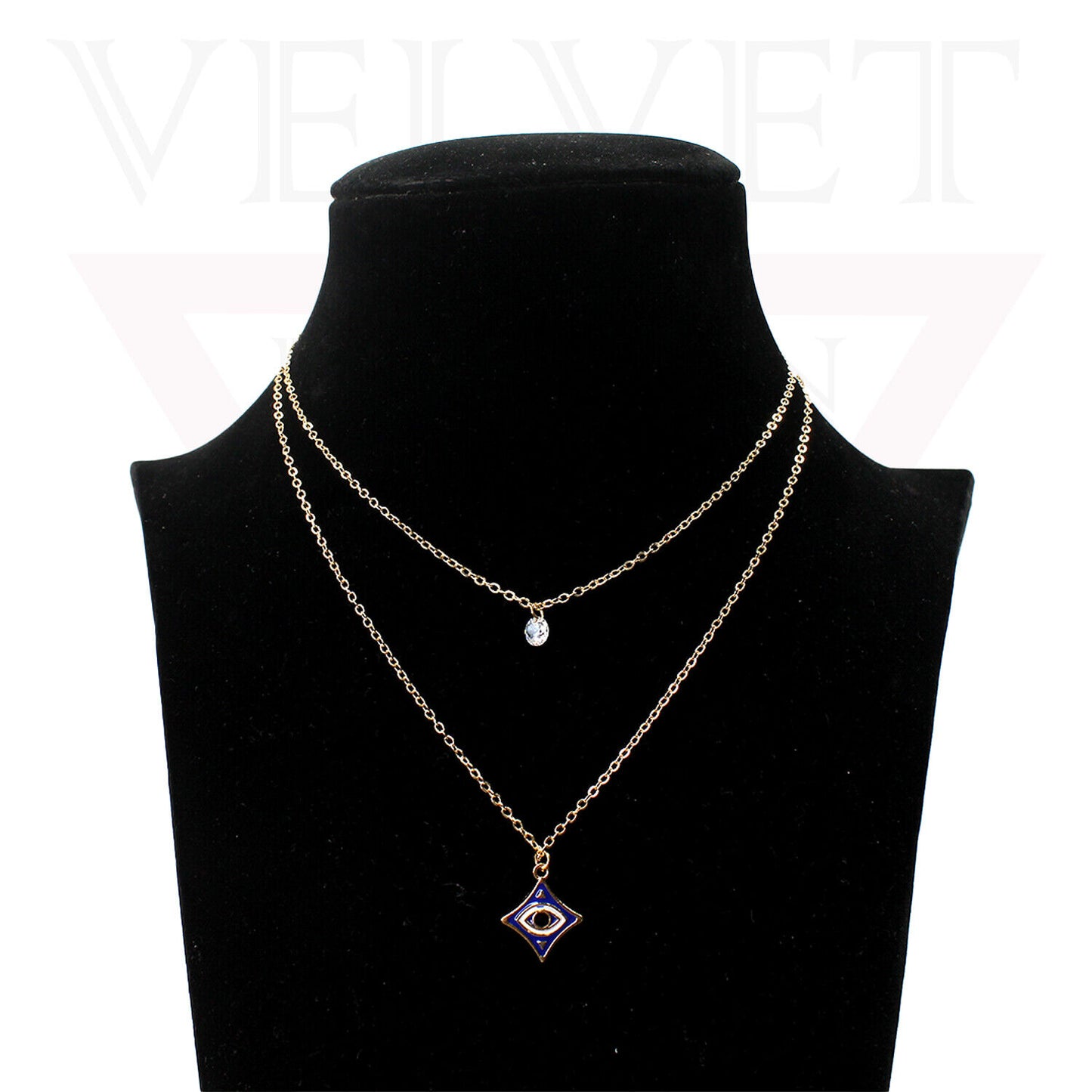 Trendy Golden Multi Layer Chain Necklace Oxidised Evil Eye Pendant Beachwear