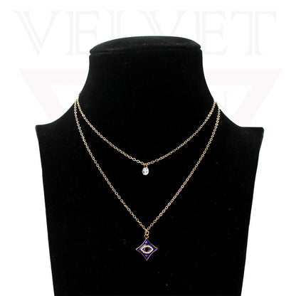 Trendy Golden Multi Layer Chain Necklace Oxidised Evil Eye Pendant Beachwear