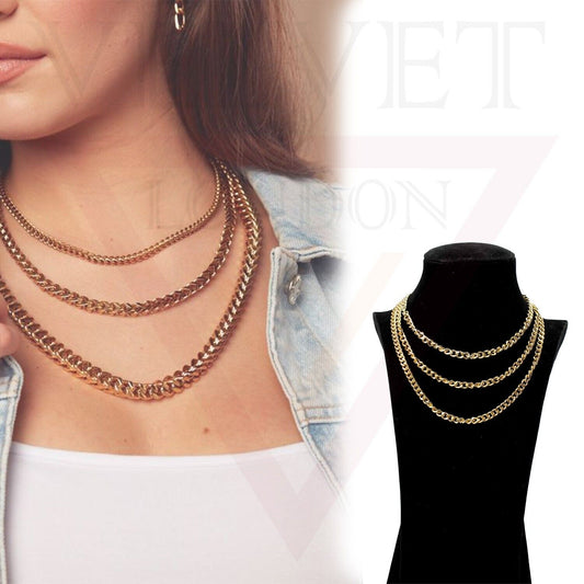Multilayer Necklace Stainless Steel Golden Chain Necklace For Men and Women