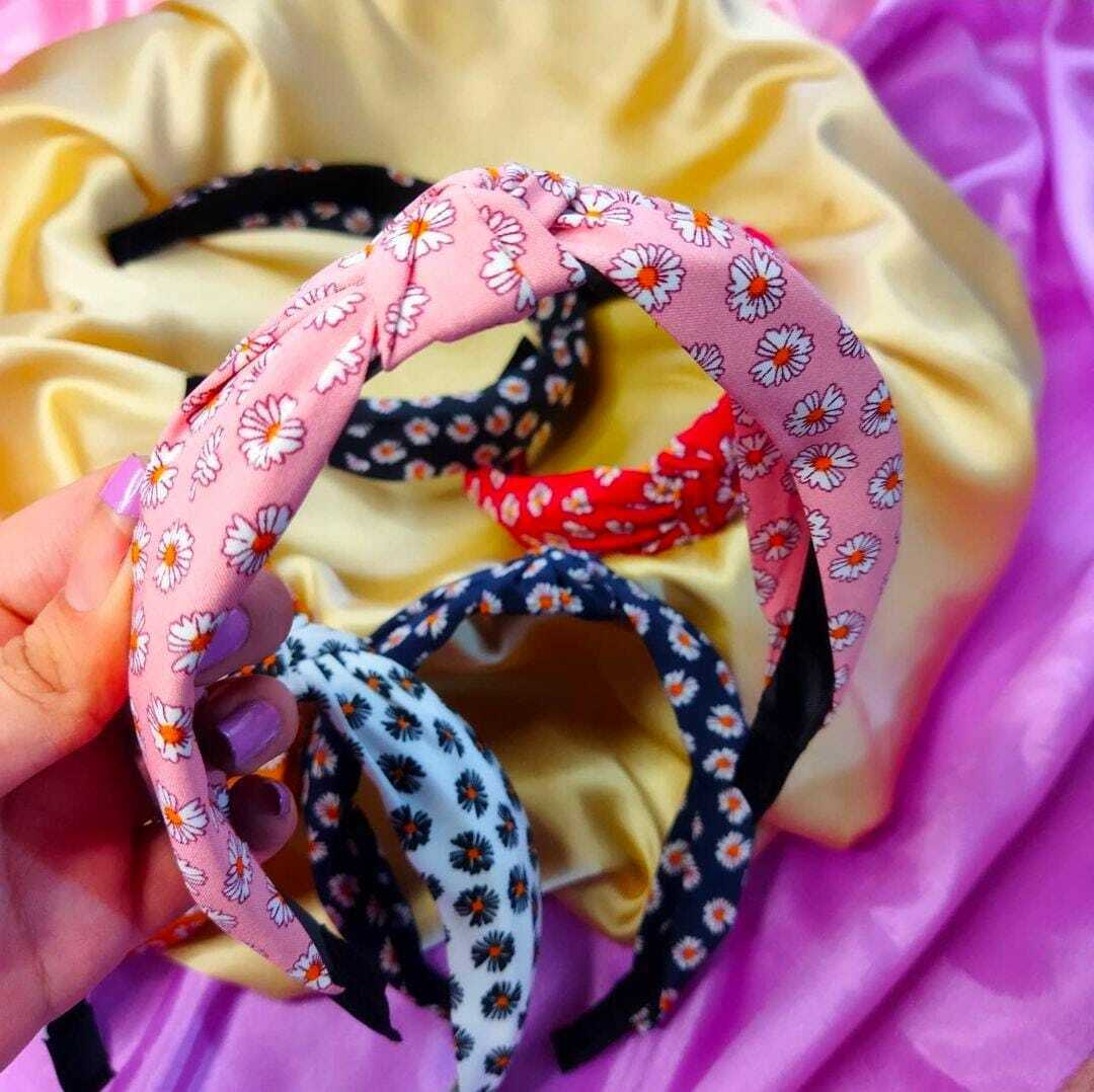 Fabric Headbands Hair Bands Flower Print Elastic Head Wrap Cute Knot Hair Hoop