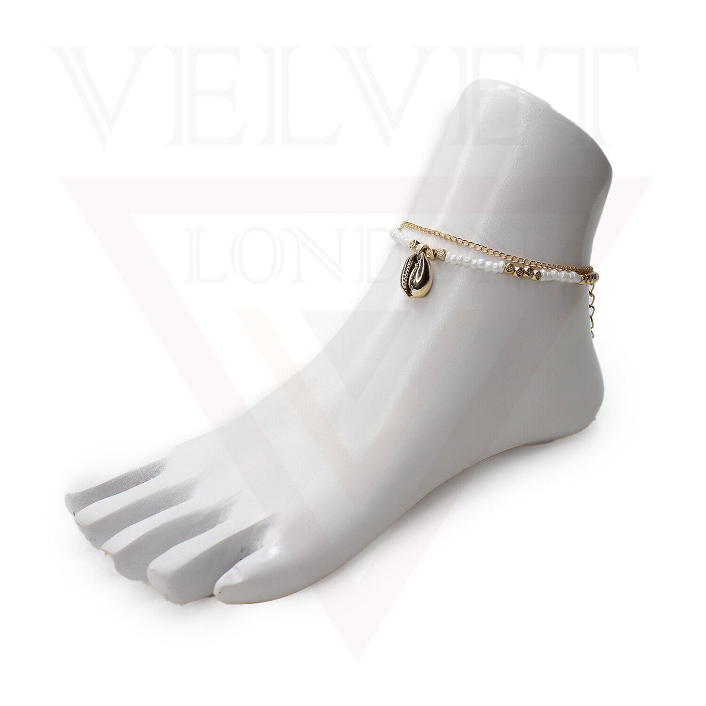 Cord Anklet Ankle Bracelet Crystal Bead Beach Adjustable Golden Foot Jewellery