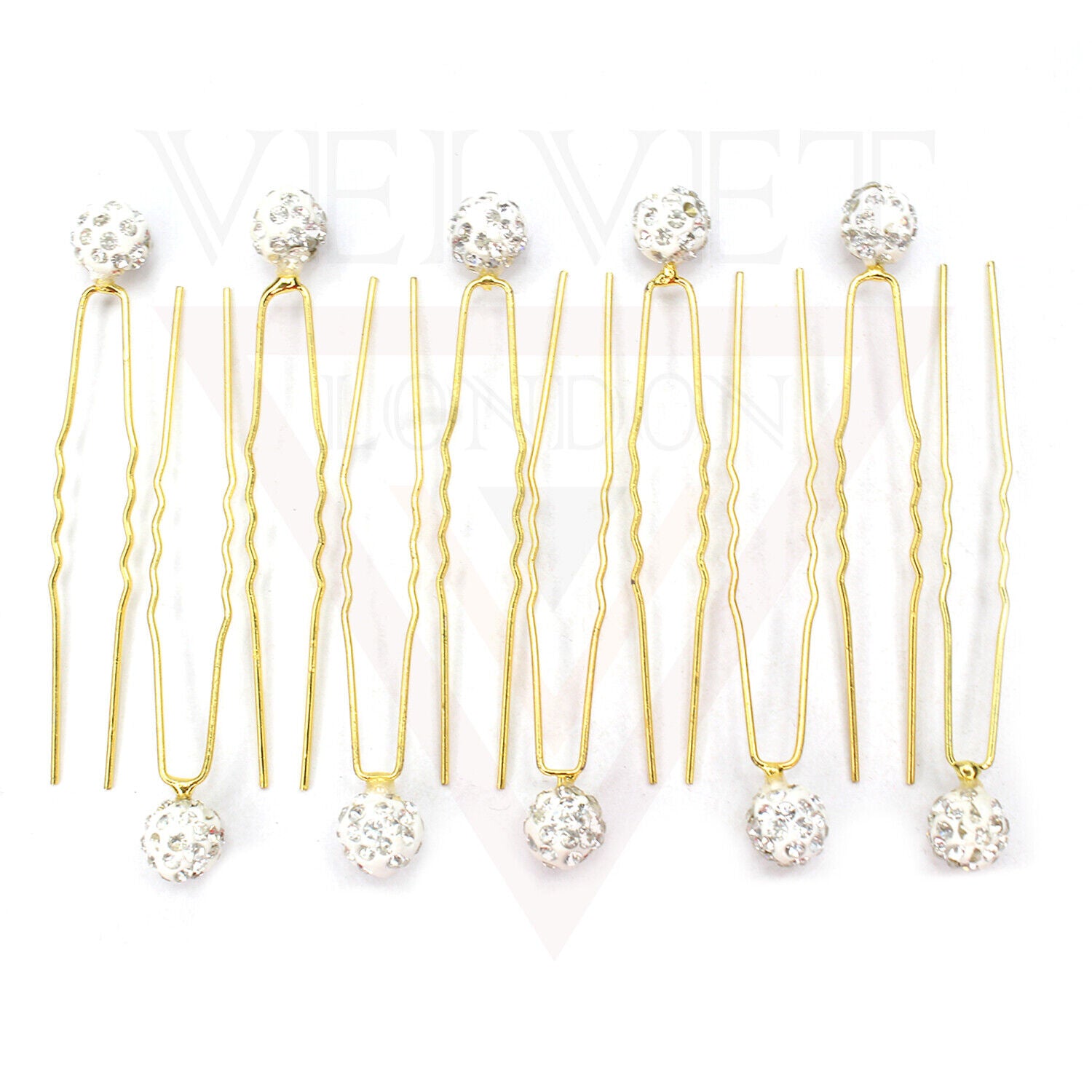 10x Pearl U Pins Wavey Diamond U Pins Hair Clip Silver Brooch Bridesmaid Wedding