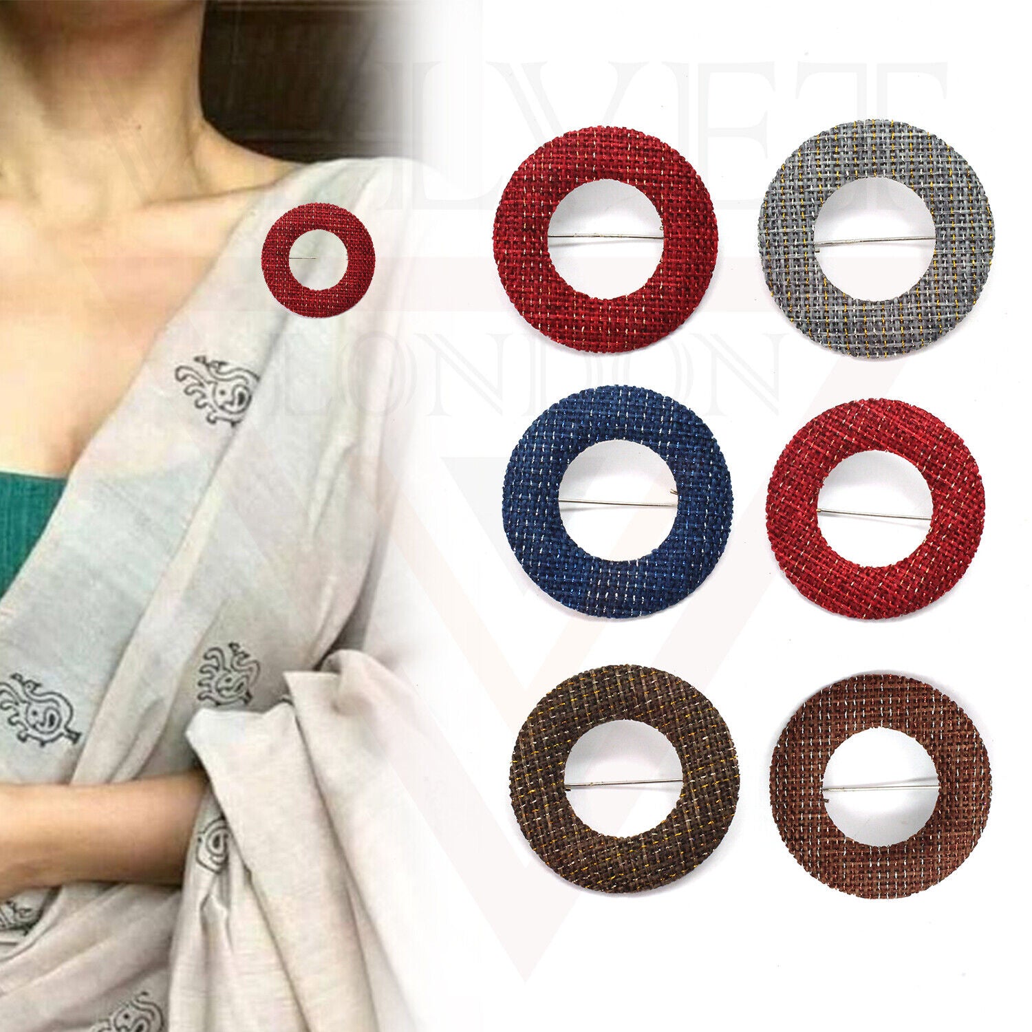 Hijab Brooch Pin Safety Round Dark Colour Pins Head Scarf Clips Fancy Saree Pins