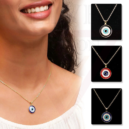 Round Pendant Necklace Golden Chain Vintage Delicate Choker Jewellery for Girls