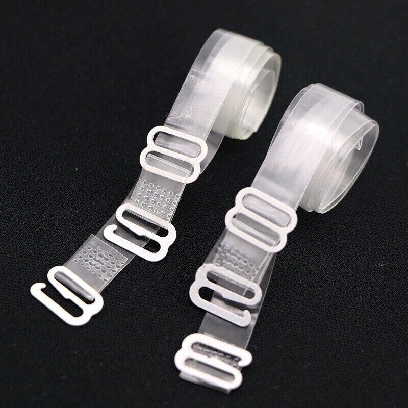 Transparent Bra Strap Invisible Thick Elastic Clear Adjustable Metal Hook New UK