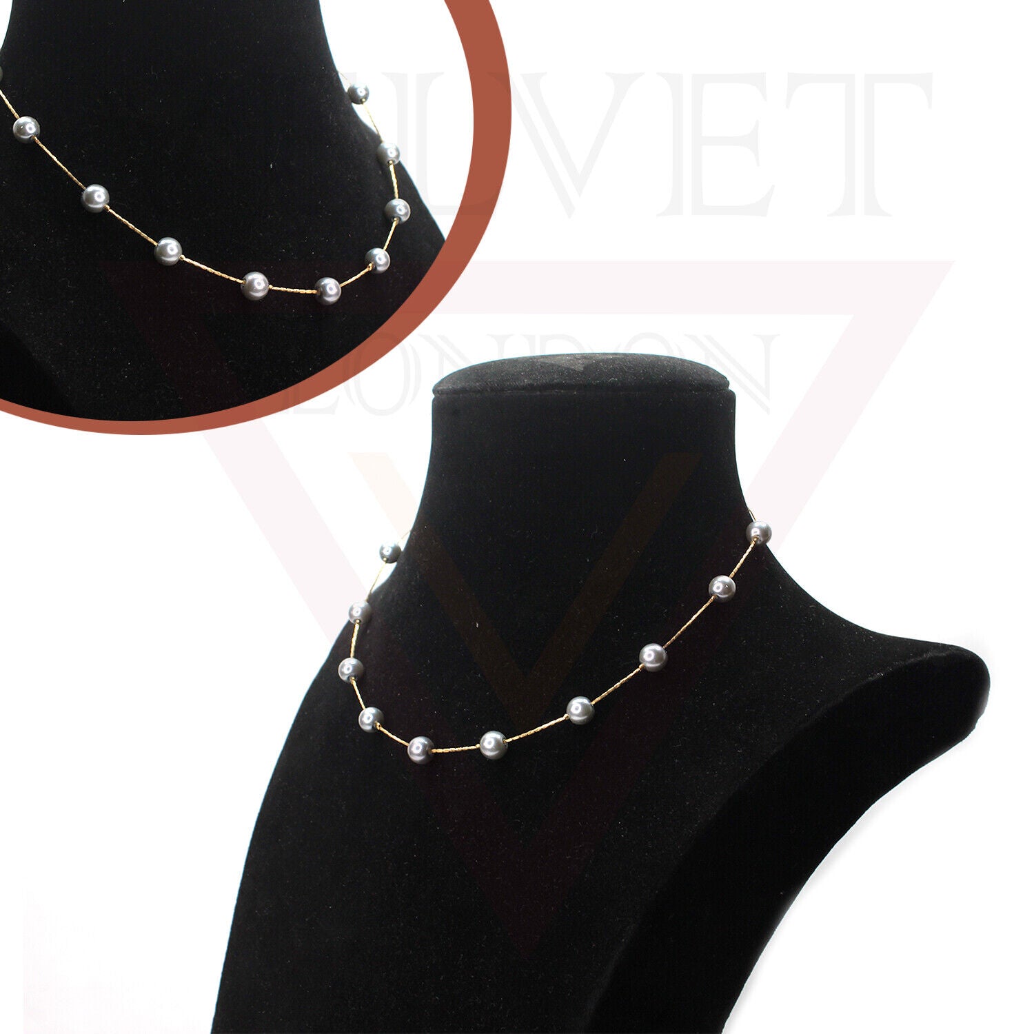 Pearl Necklace Golden Chain Choker Vintage Wedding Bridal Jewelry Gift For Her