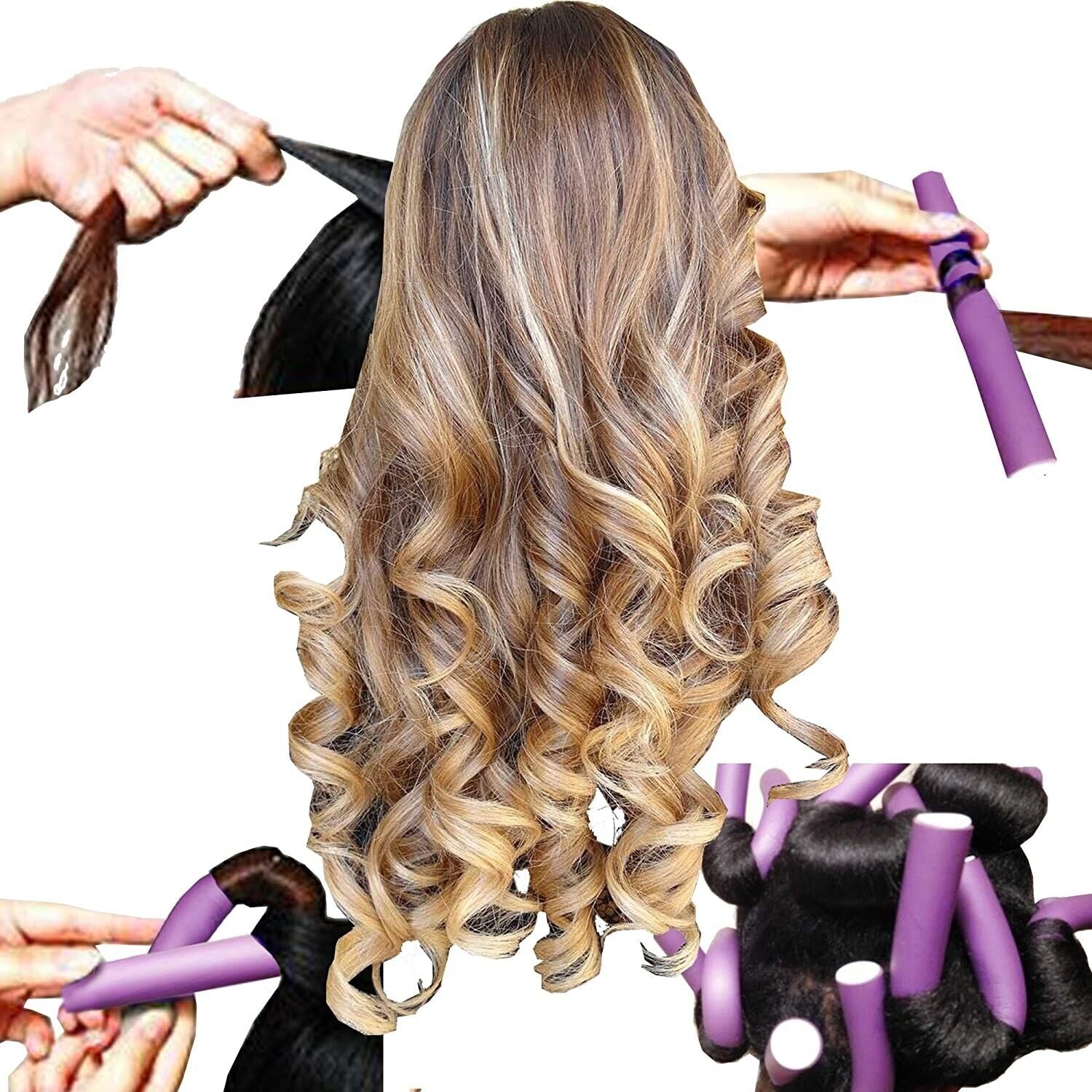 10x Pink Twist Hair Curlers Rods Flexible Soft Foam Styling Salon Hair Rollers 