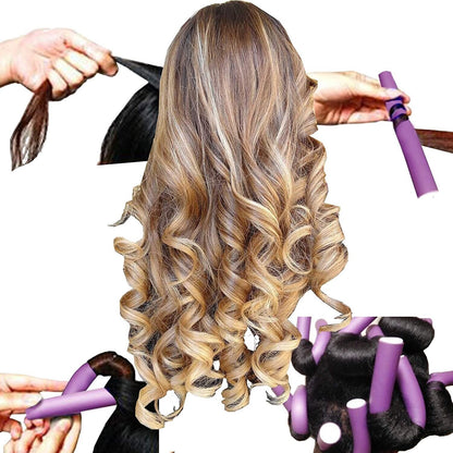 10x Pink Twist Hair Curlers Rods Flexible Soft Foam Styling Salon Hair Rollers 