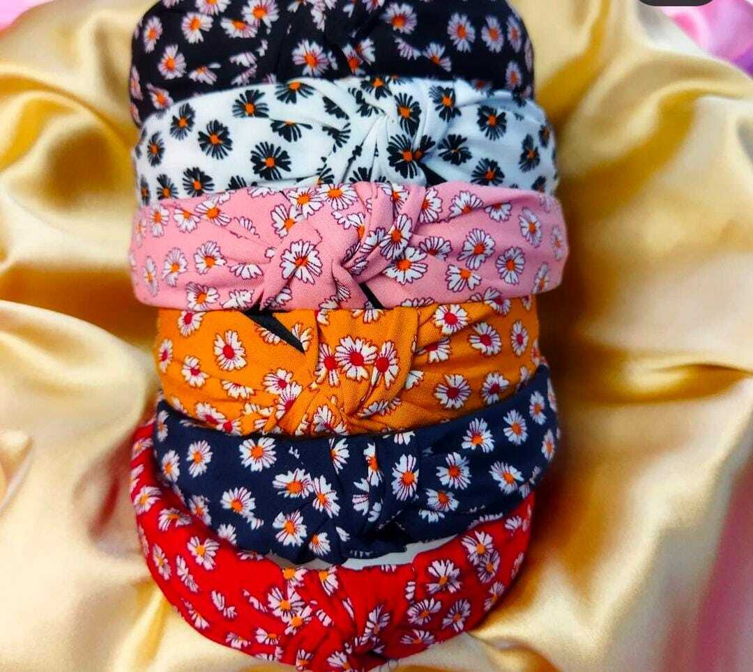 Fabric Headbands Hair Bands Flower Print Elastic Head Wrap Cute Knot Hair Hoop