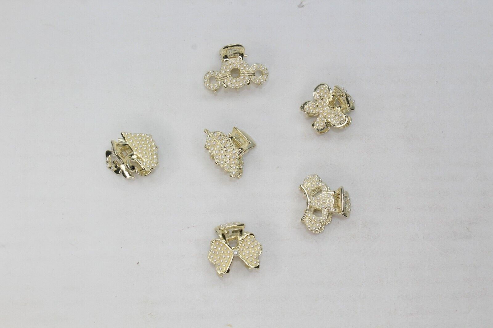 Hair Claw White Pearl Mini Claws Golden Hair Jaw Clips Butterfly Clamp Butterfly