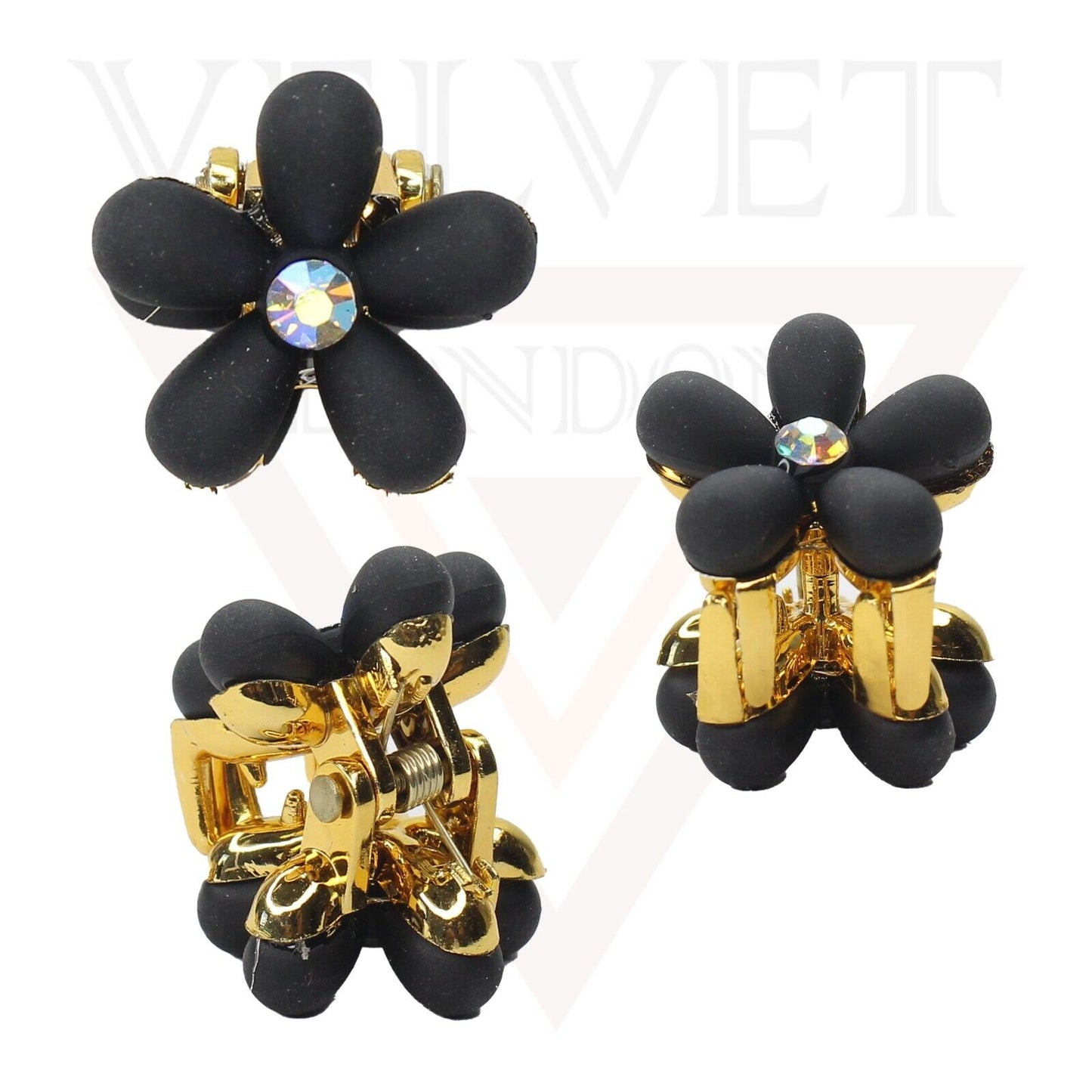 3x Mini Flower Hair Claw Drop Pearl Diamond Non-Slip Hair Jaw Hair Clips Pins UK