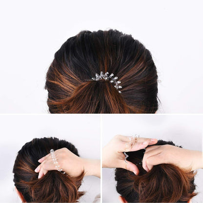 6x Clear Spiral Hair Ties Hair Telephone Coil Bands Ponytail Holder Bobbles Band