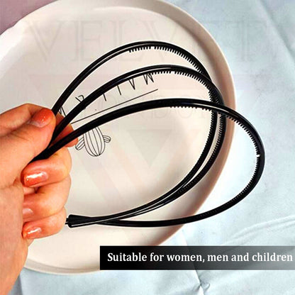 Hair Bands Plastic Headband 5PCS Plain Black Thin Gripper Teeth Hair Hoop Unisex