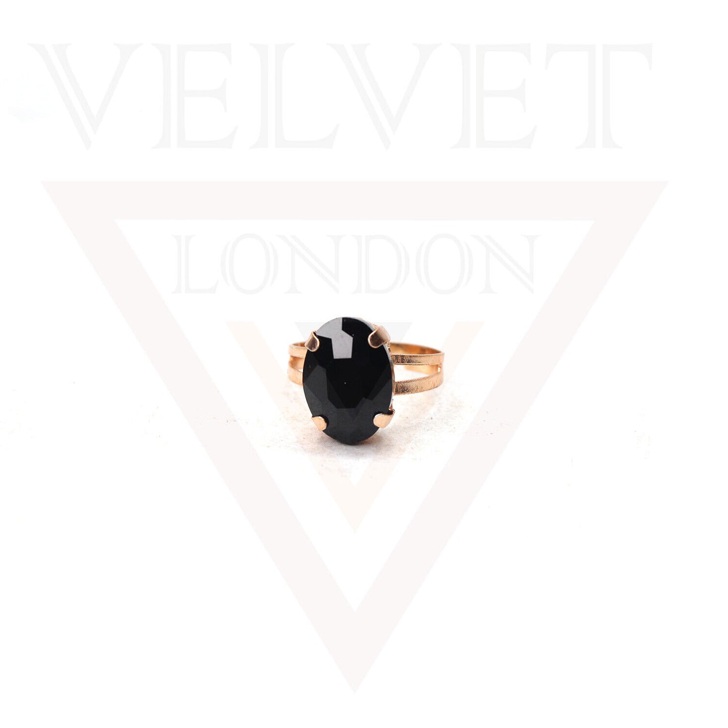 Finger Ring Big Crystal Stone Stretch Rings Golden Oval Diamond Gemstone Ladies