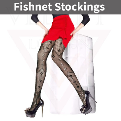 Sexy  Sheer Fishnet Tights High Waist Mesh Pantyhose Patterned Stocking Black
