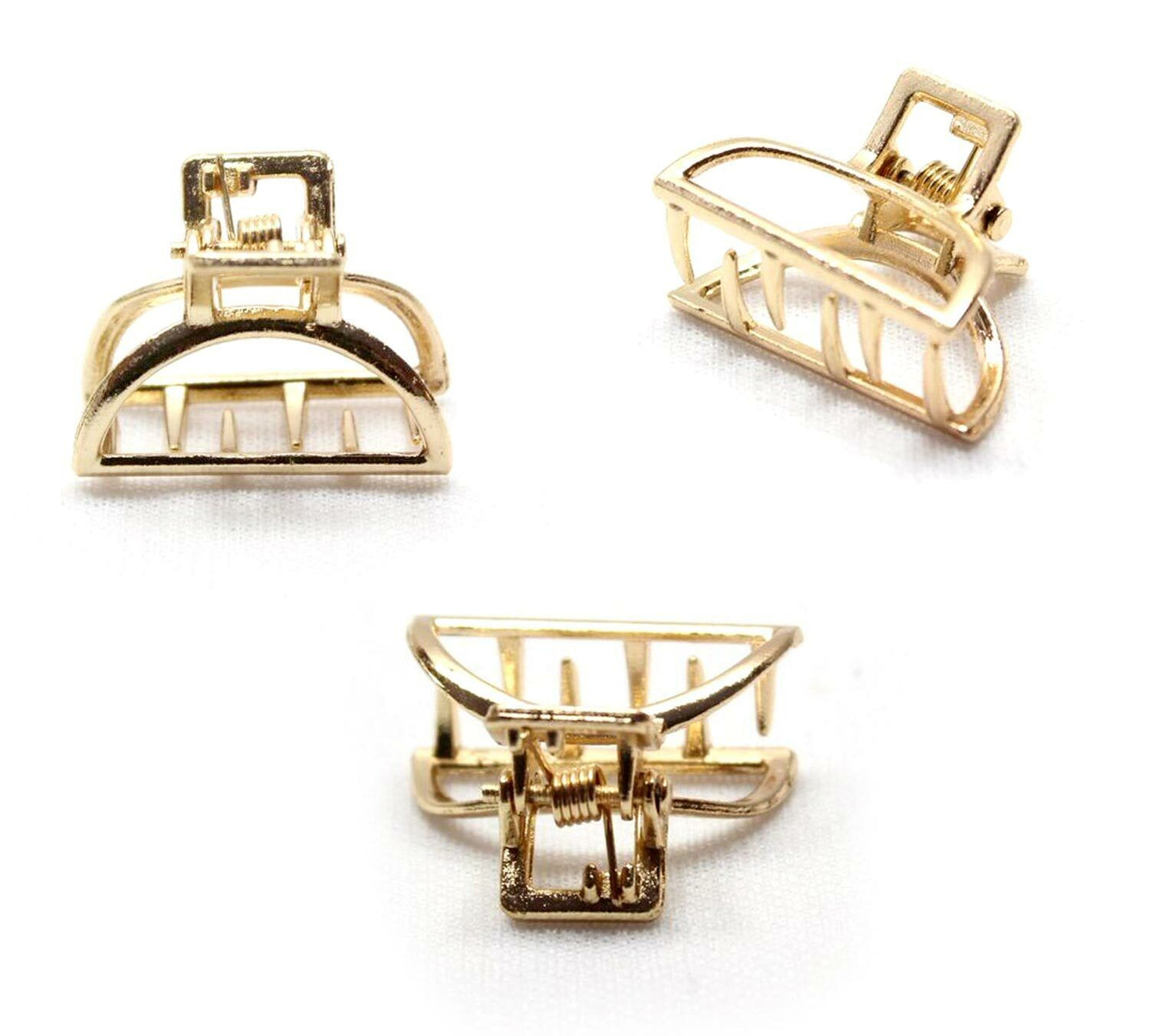 Golden Mini Hair Claw Metal Tiny Hair Jaw Clips Hair Clamp Small Barrattes 2pcs