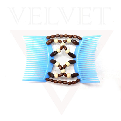 Wooden Beads Magic Hair Combs Clips Elastic Stretchy Double Hair Styling Clips